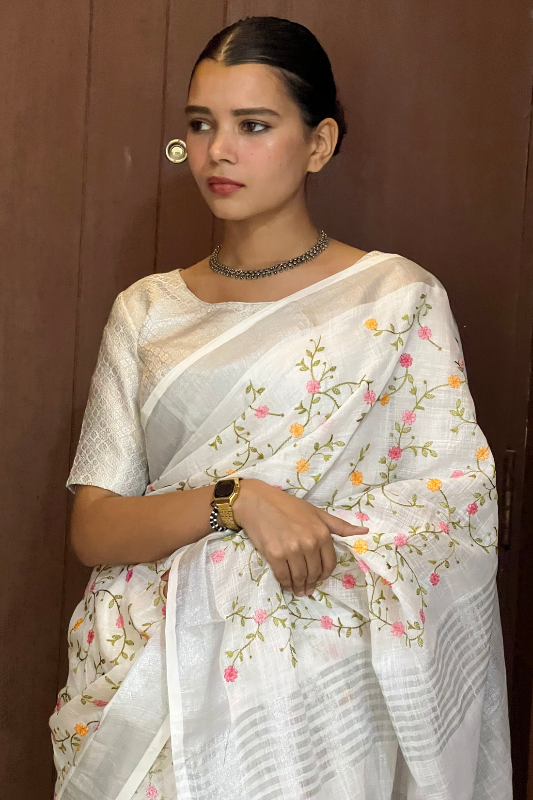 Jasmine Linen Sari