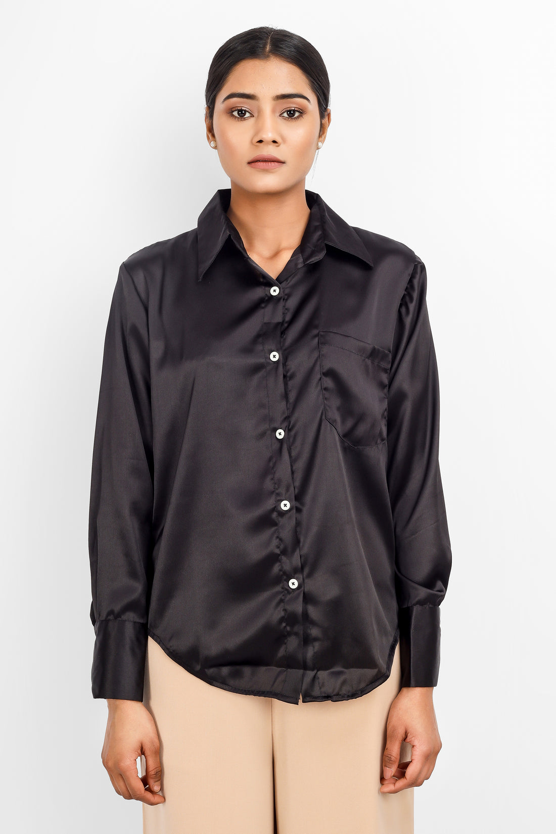 Classic Satin Shirt - Black