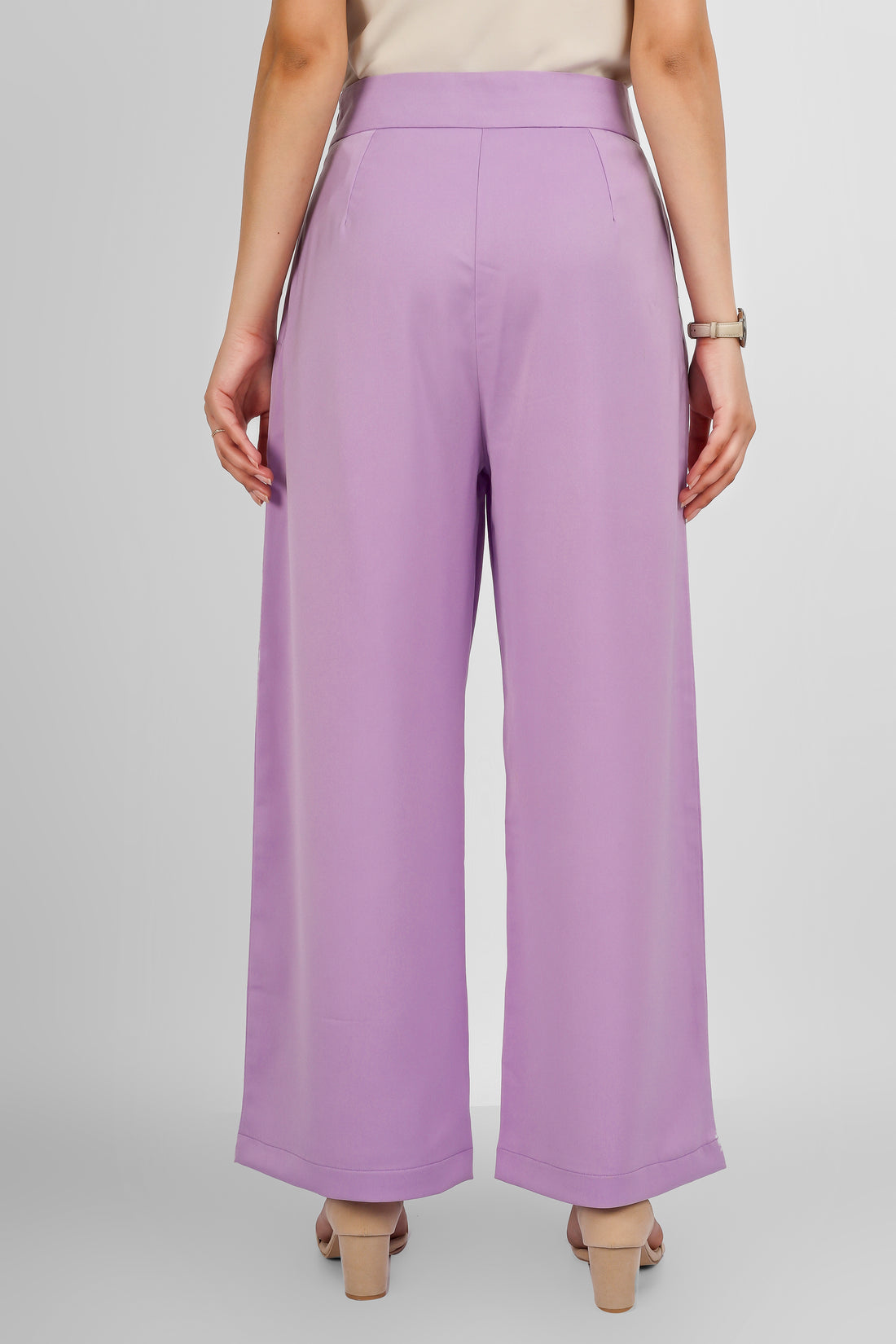 Wide Leg Stretchable Trousers - Lilac