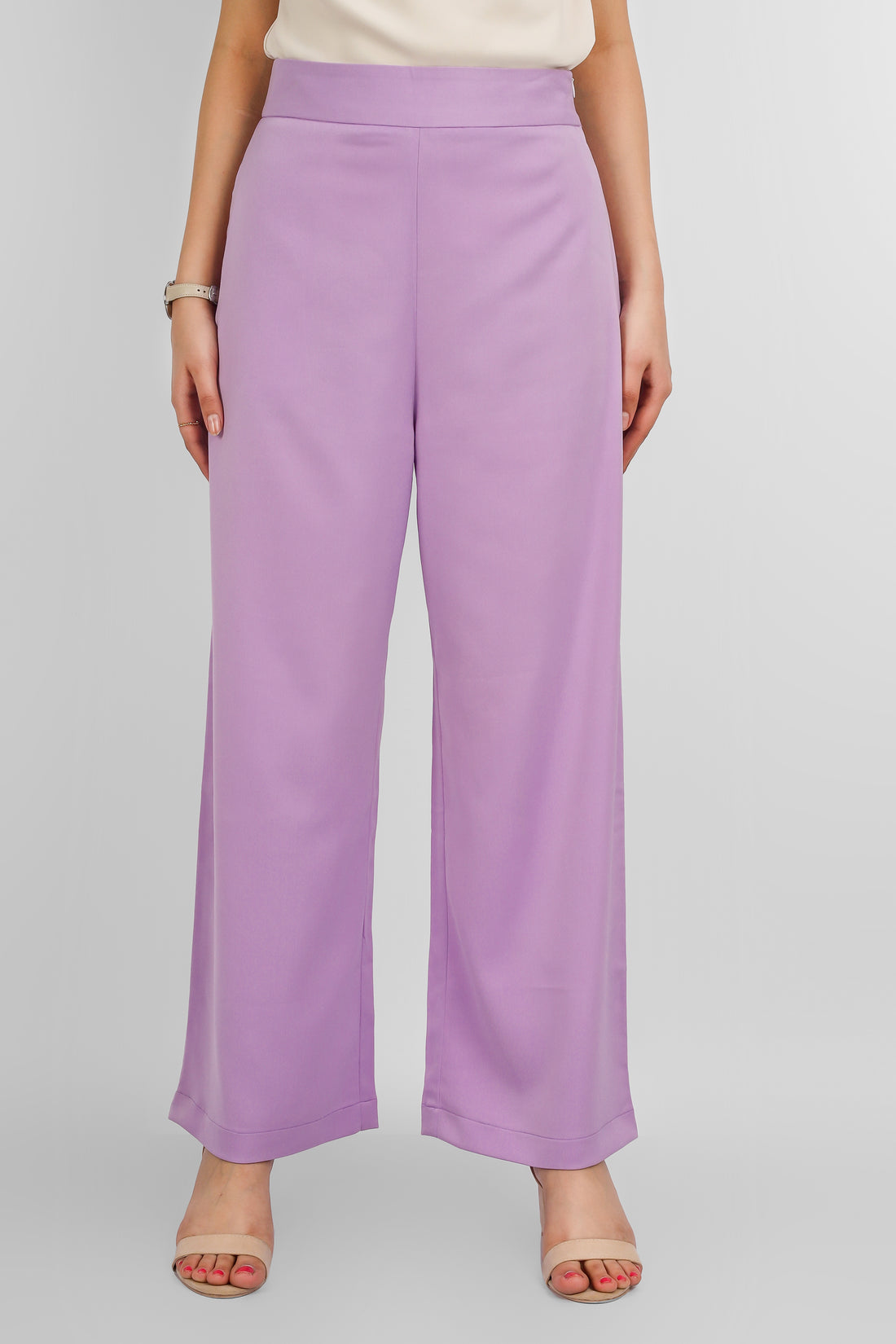 Wide Leg Stretchable Trousers - Lilac