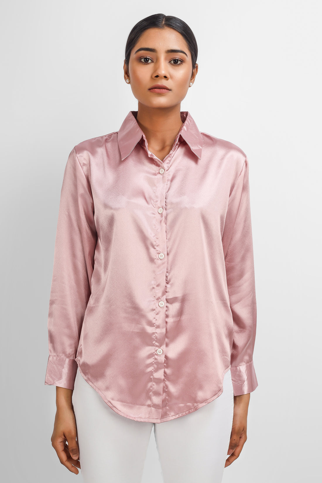 Classic Satin Shirt - Baby Pink