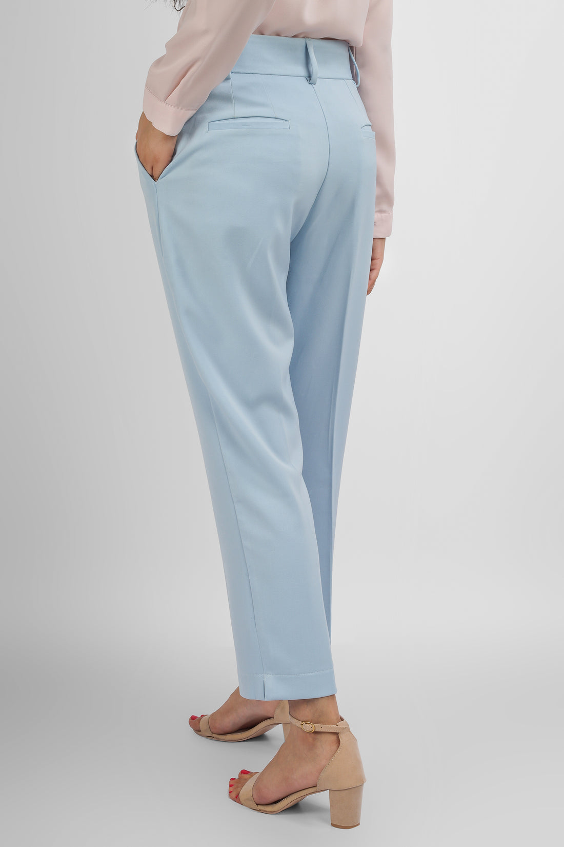 Slim Fit Ankle Length Trousers - Sky Blue