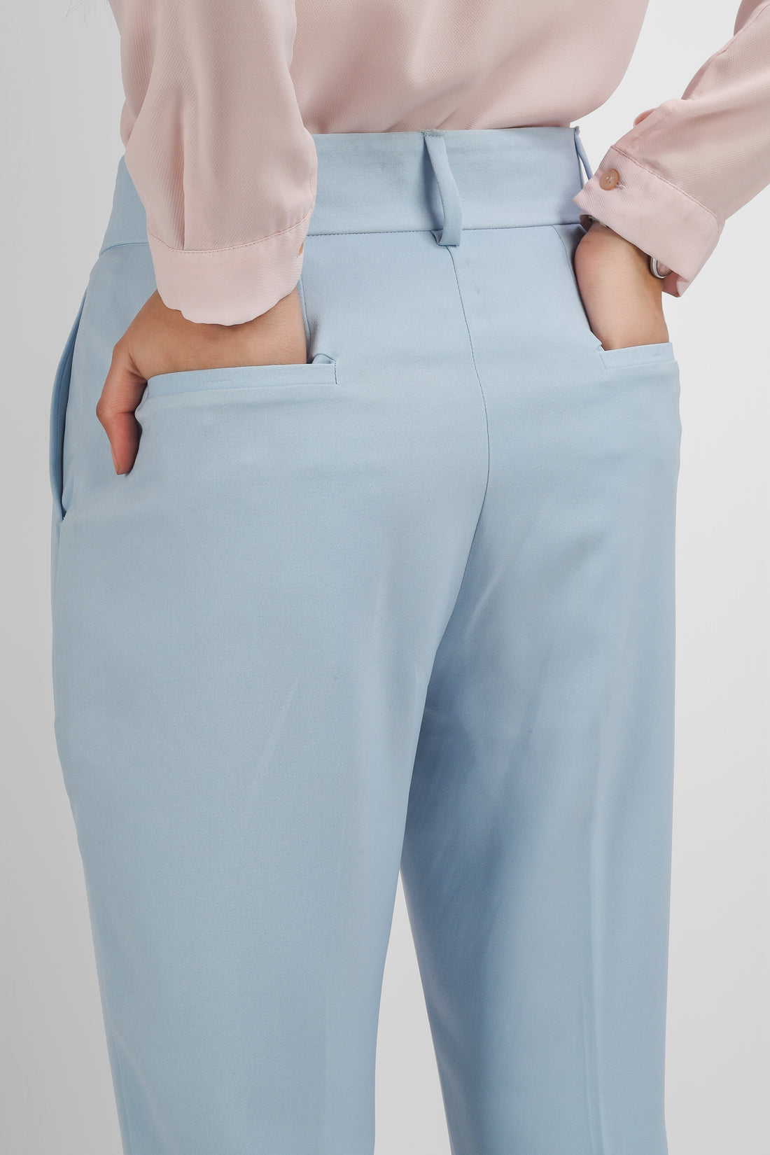 Slim Fit Ankle Length Trousers - Sky Blue