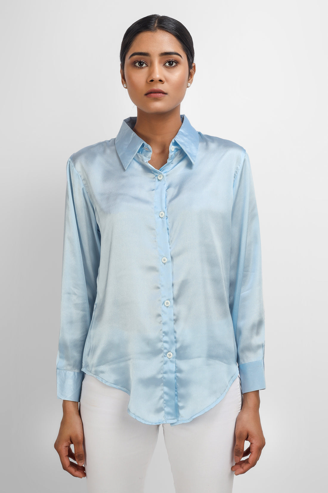 Classic Satin Shirt - Powder Blue