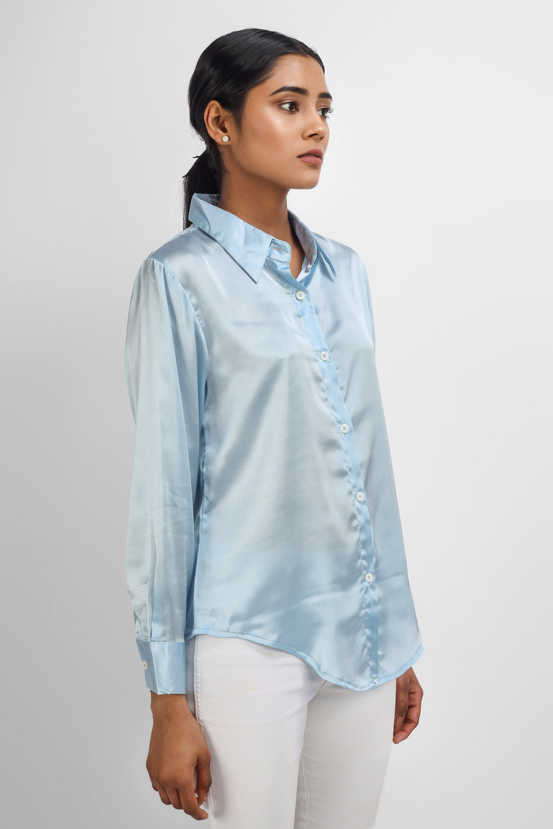 Classic Satin Shirt - Powder Blue