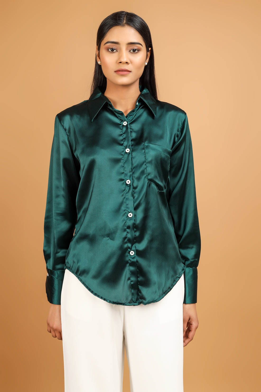 Classic Satin Shirt - Emerald