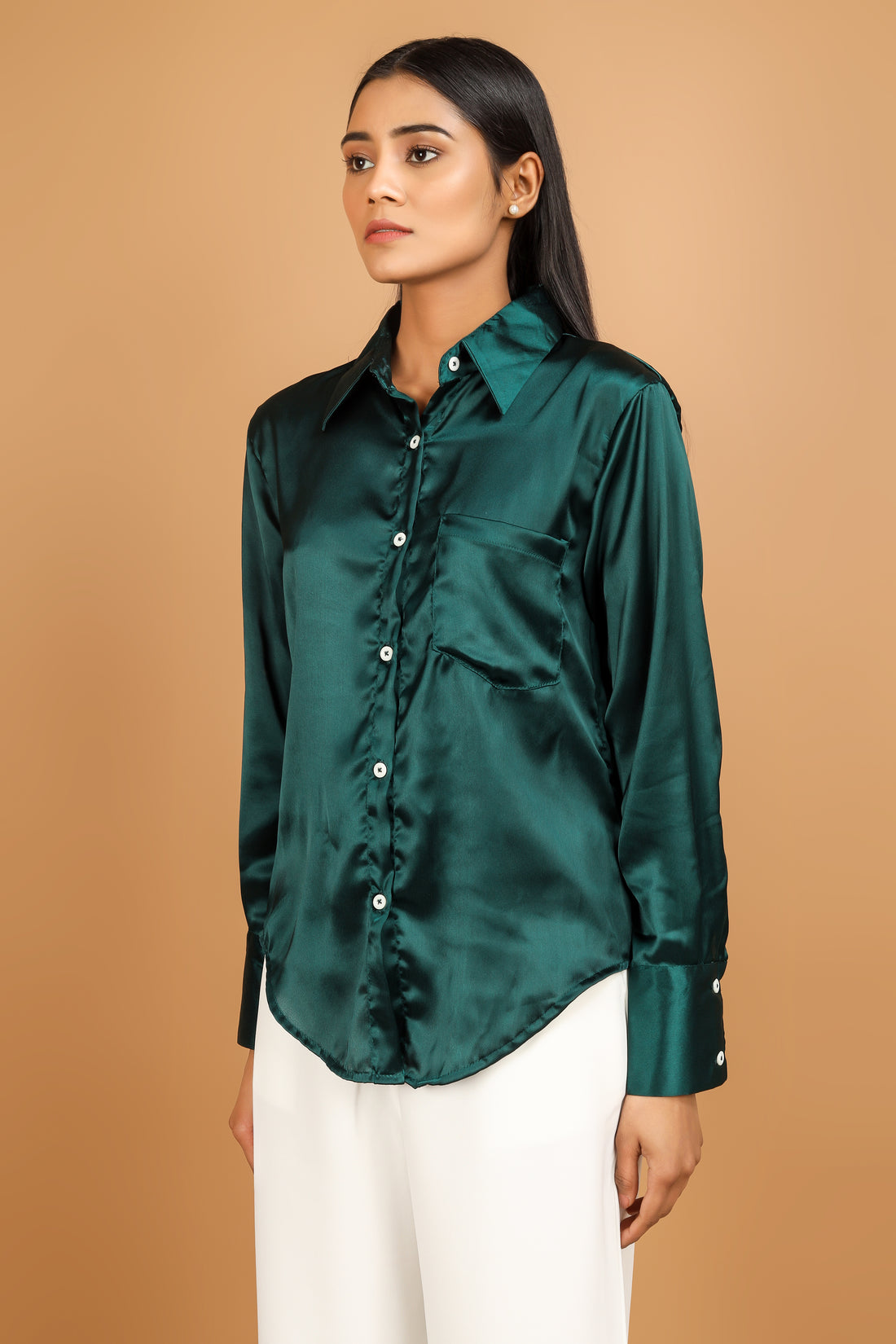 Classic Satin Shirt - Emerald