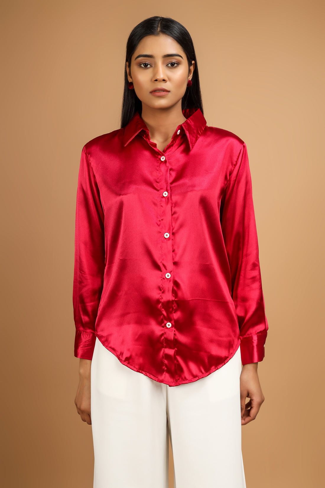 Classic Satin Shirt - Hot Pink