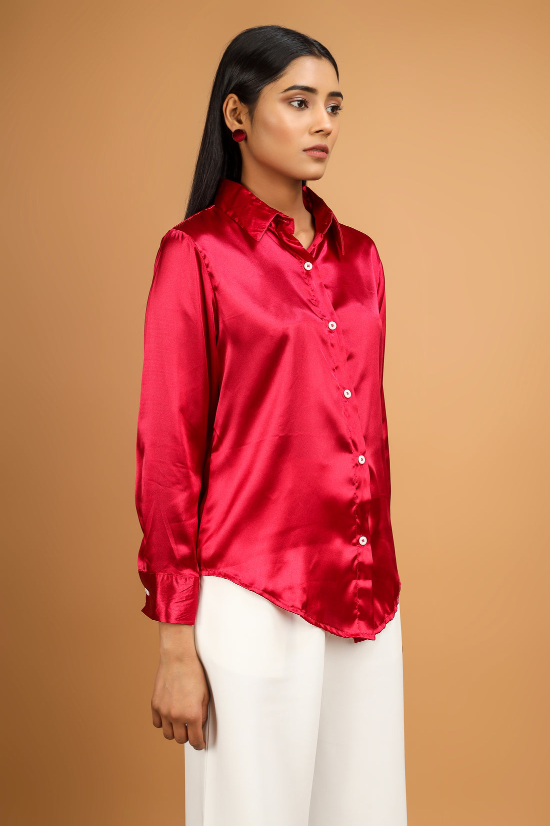 Classic Satin Shirt - Hot Pink